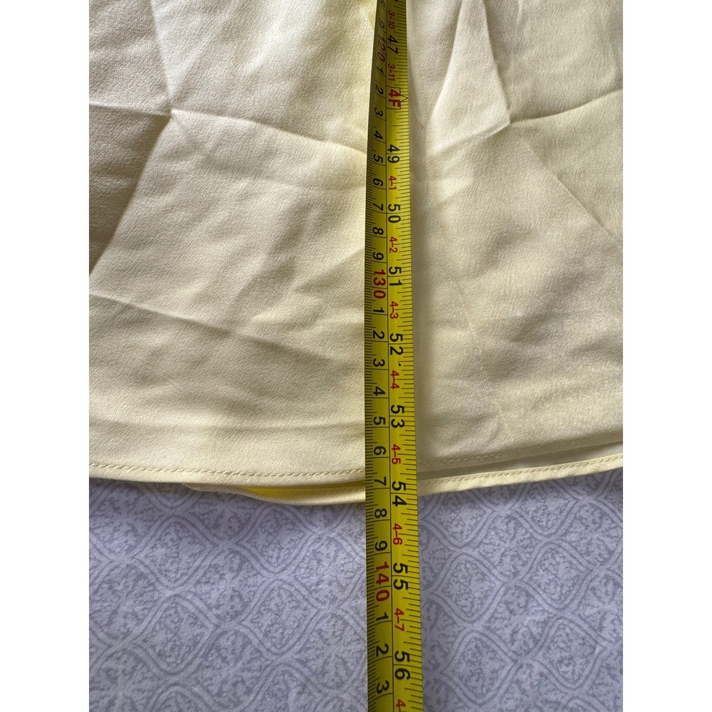 Bardot Lace Trim Midi Dress Lemon Yellow Satin Cutout Back size Large NWT - Picture 5 of 9